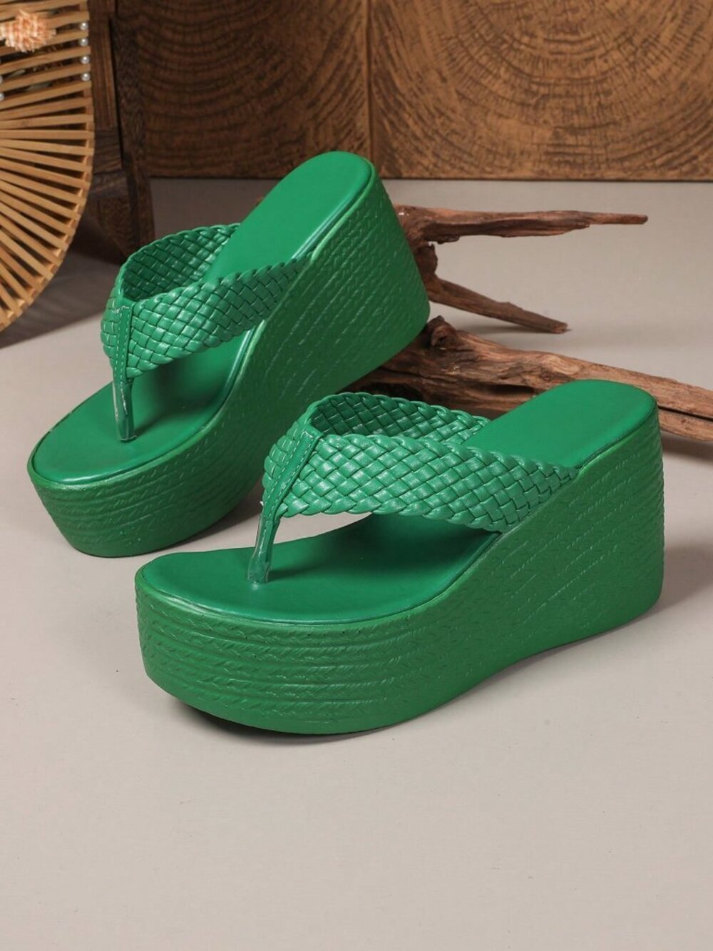 Green Casual Women's Strap Platform Sandals - Picture 6 of 7